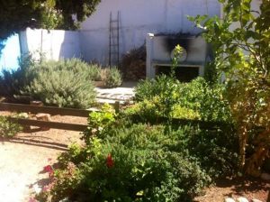 the wooden oven in the yard